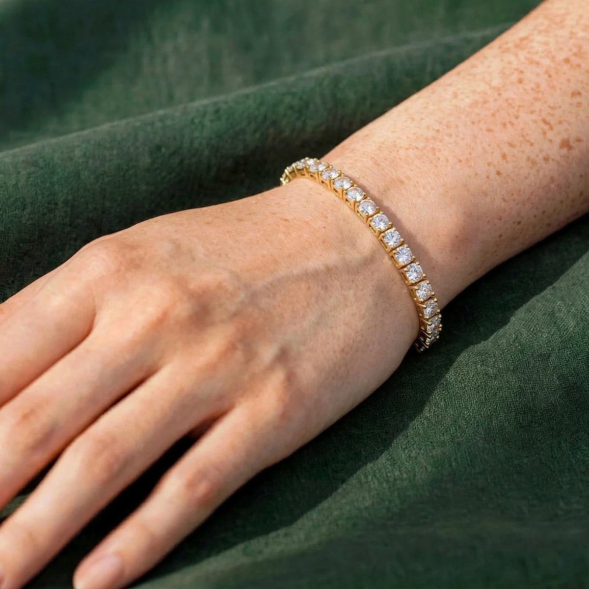 Classic Tennis Gold Plated Moissanite Bracelet
