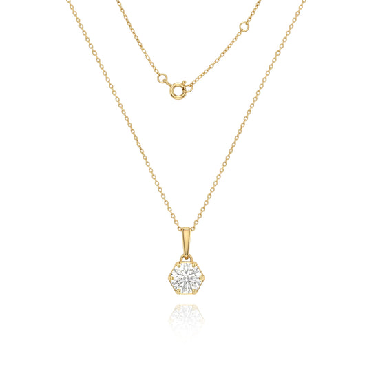 Round-Cut Solitaire Gold Necklace 419LV
