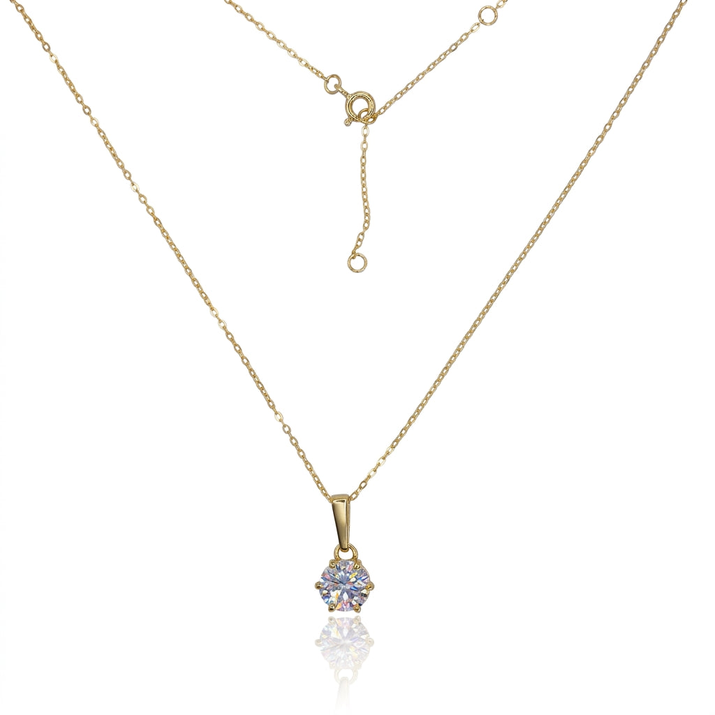 Minimalist Round Solitaire Moissanite Pendant Necklace 422LV
