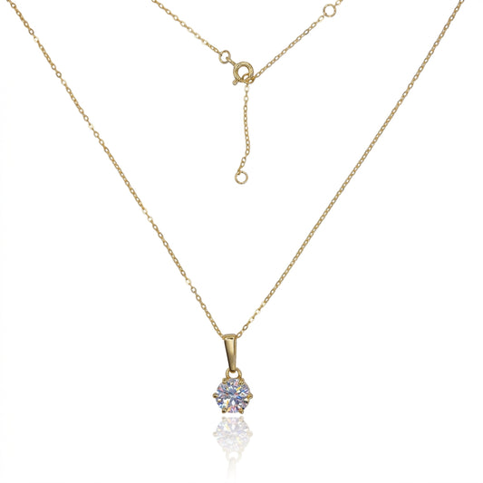 Minimalist Round Solitaire Moissanite Pendant Necklace 422LV