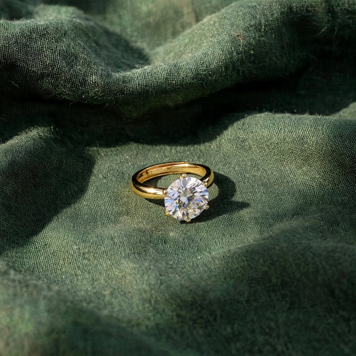 Gold Round Gemstone Solitaire Moissanite Ring 426LV
