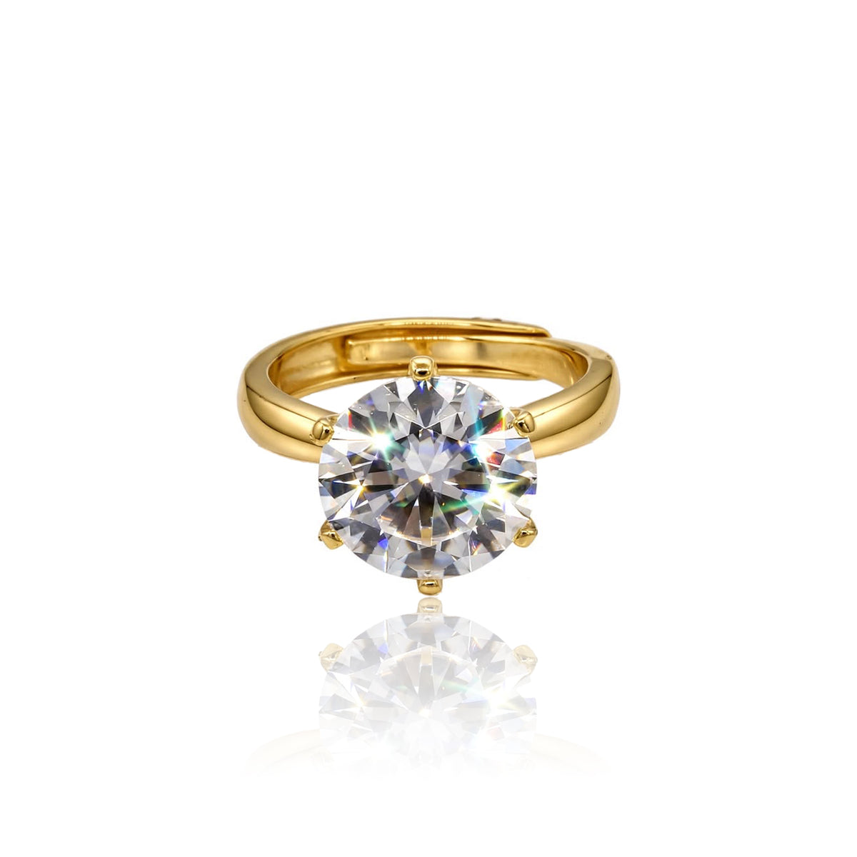 Gold Round Gemstone Solitaire Moissanite Ring 426LV