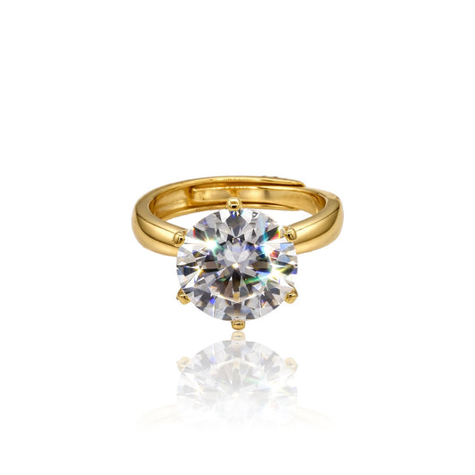 Gold Round Gemstone Solitaire Moissanite Ring 426LV