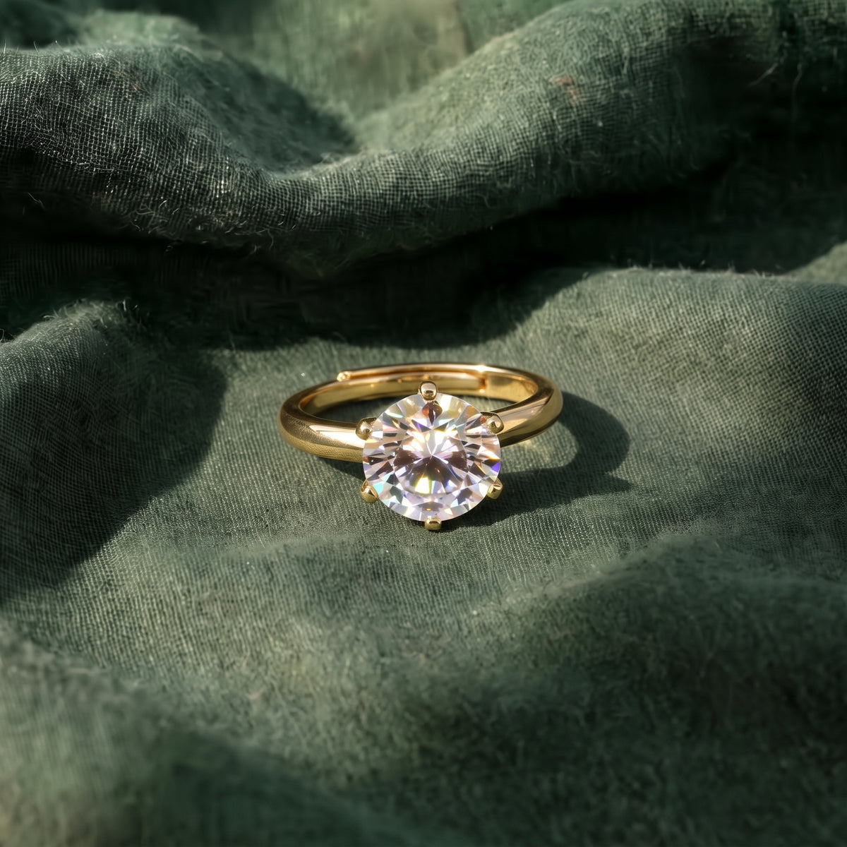 Gold Round Solitaire Moissanite Ring 429LV