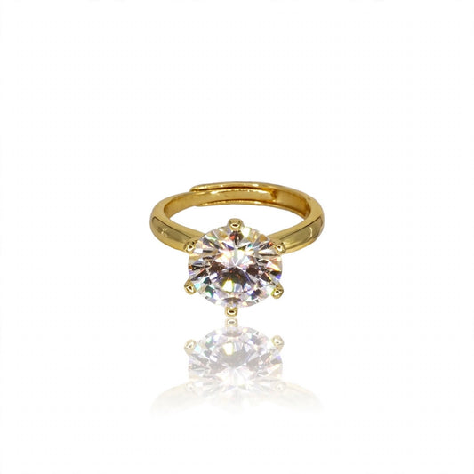 Gold Round Solitaire Moissanite Ring 429LV