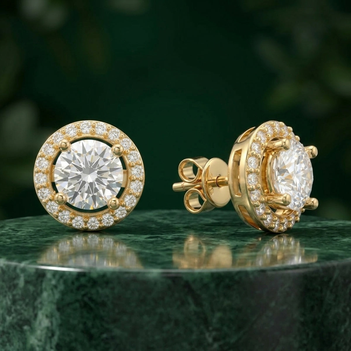 Halo Radiance Round Stone Gold Studs 430LV