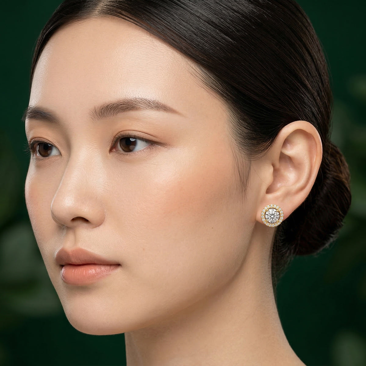 Halo Radiance Round Stone Gold Studs 430LV