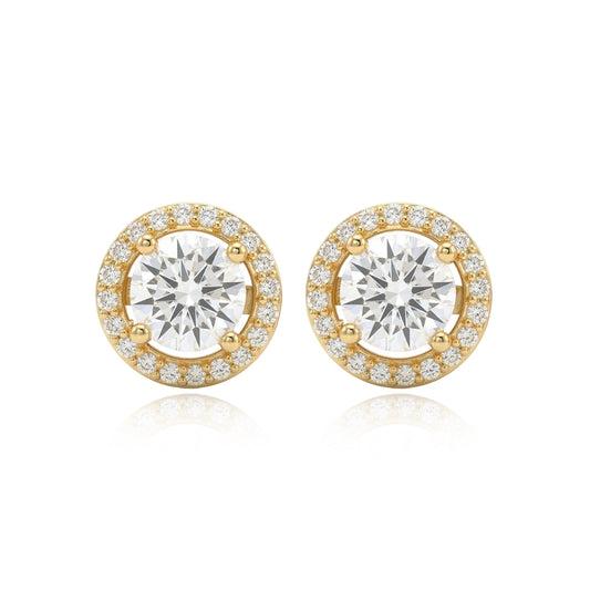 Halo Radiance Round Stone Gold Studs 430LV