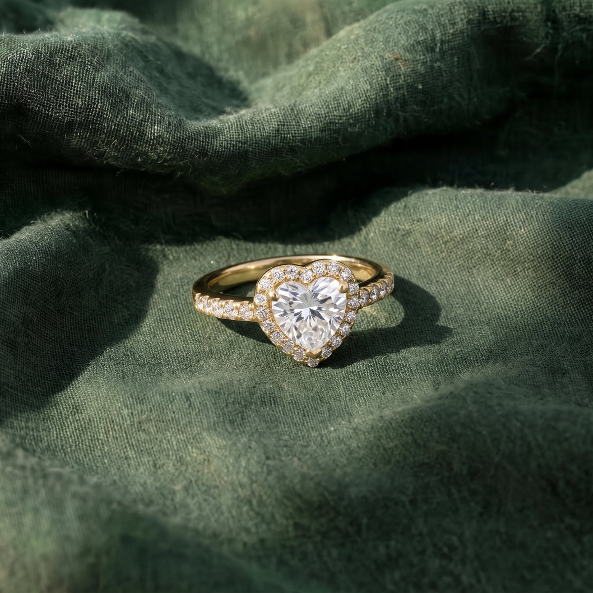 Heart-Cut Micro-Pavé Halo Moissanite Ring 435LV