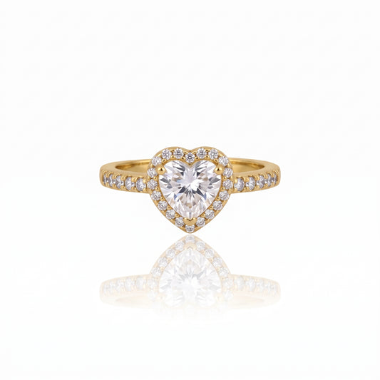 Heart-Cut Micro-Pavé Halo Moissanite Ring 435LV