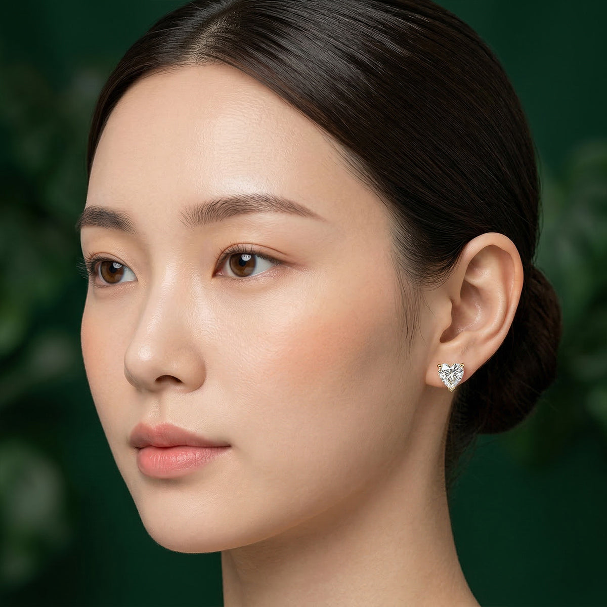 Radiant Heart Yellow Gold Solitaires Studs 436LV