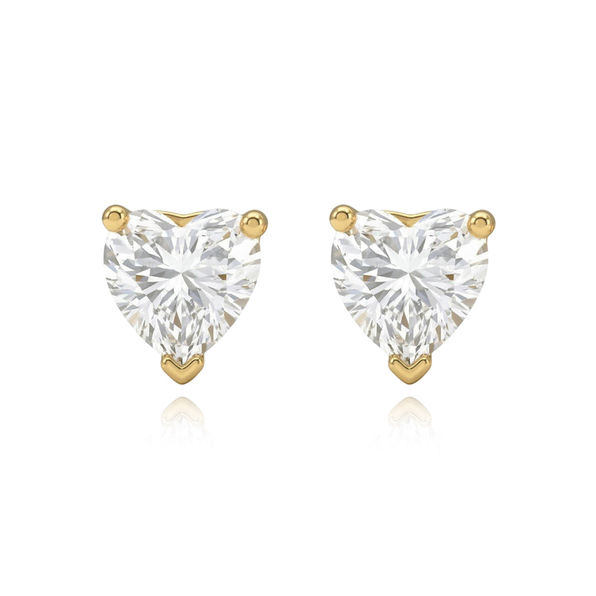 Radiant Heart Yellow Gold Solitaires Studs 436LV