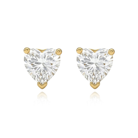 Radiant Heart Yellow Gold Solitaires Studs 436LV