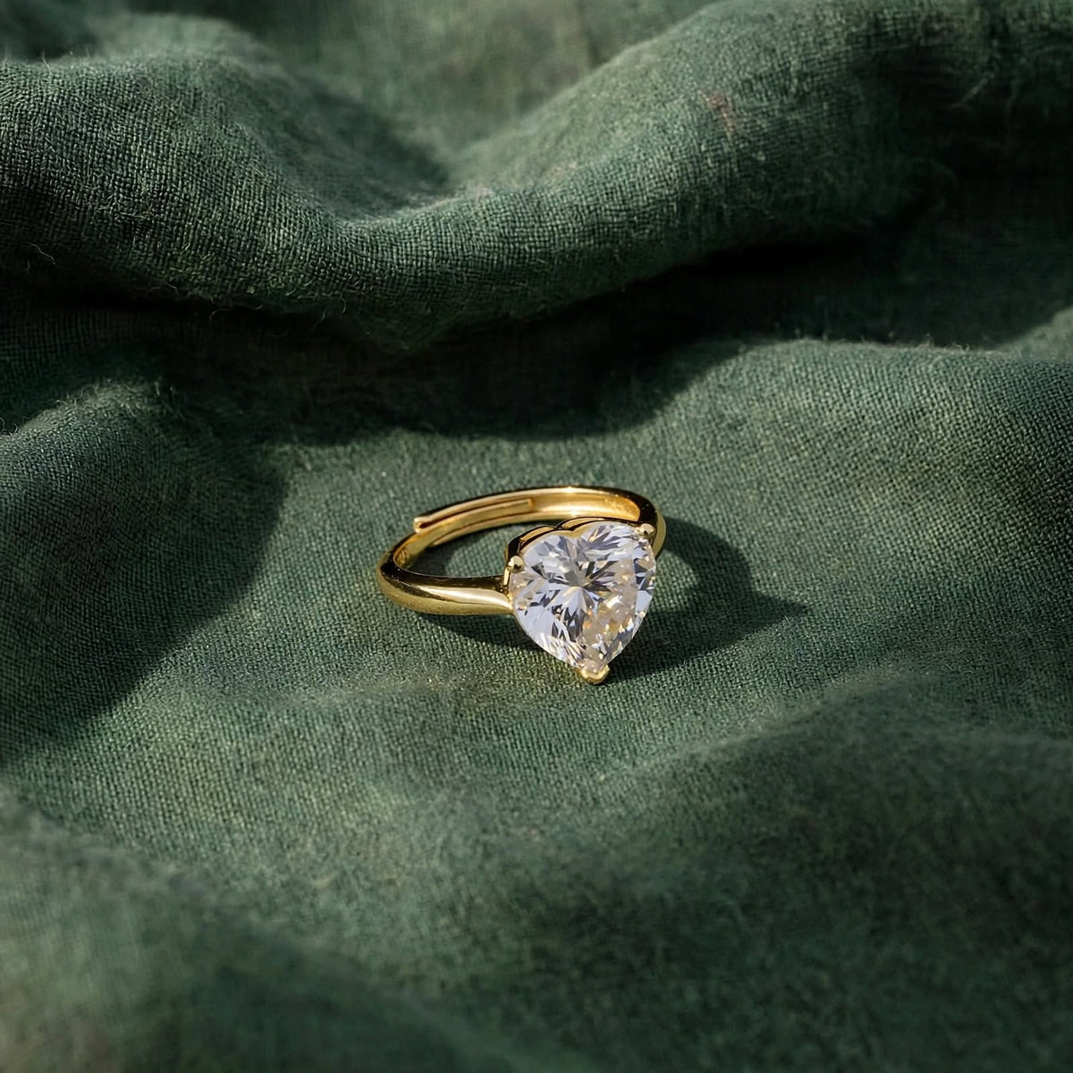 Heart-Cut Solitaire Gold Moissanite Ring 441LV
