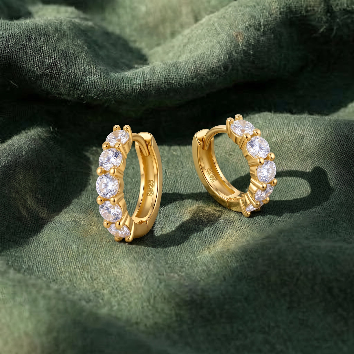 Crest Canopy Radiant Moissanite Huggie Earrings 446LV