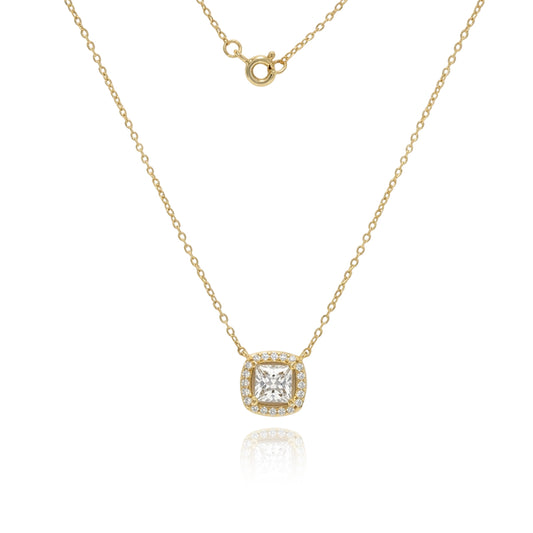 Princess-Cut Solitaire Yellow Gold Necklace 449LV