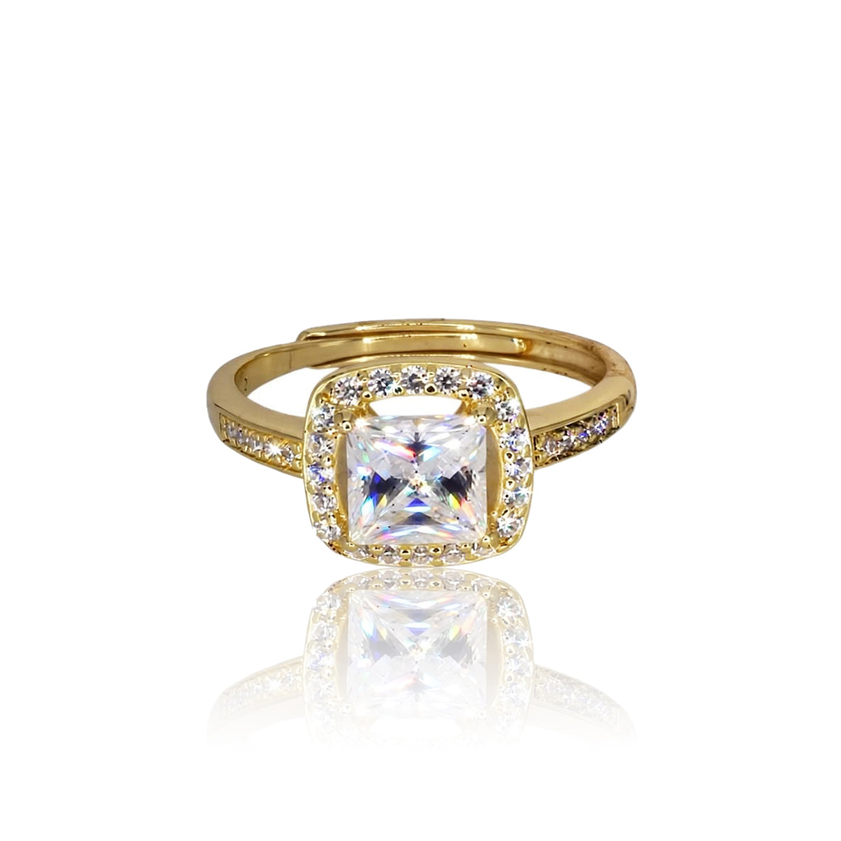 Square Halo Gold Moissanite Ring 450LV