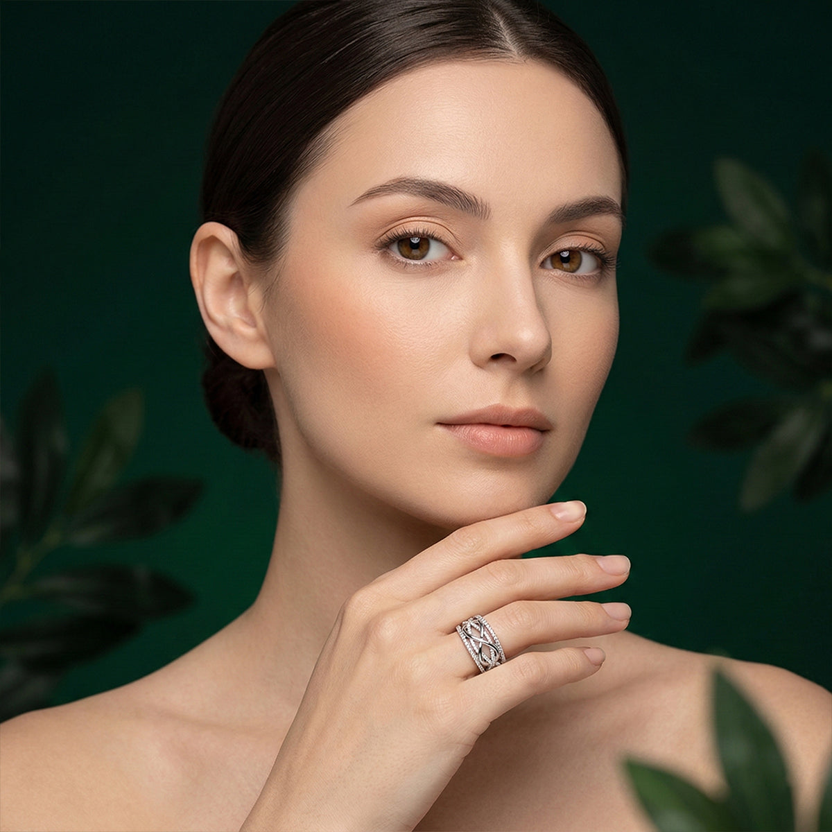 456LV Infinity Lattice Moissanite Ring