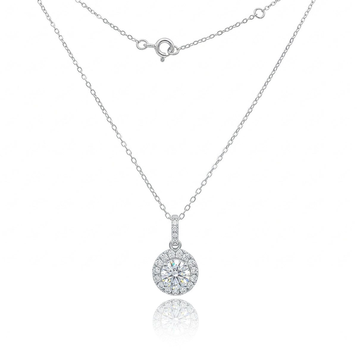 458LV Harmoni Halo Round Moissanite Pendant Necklace