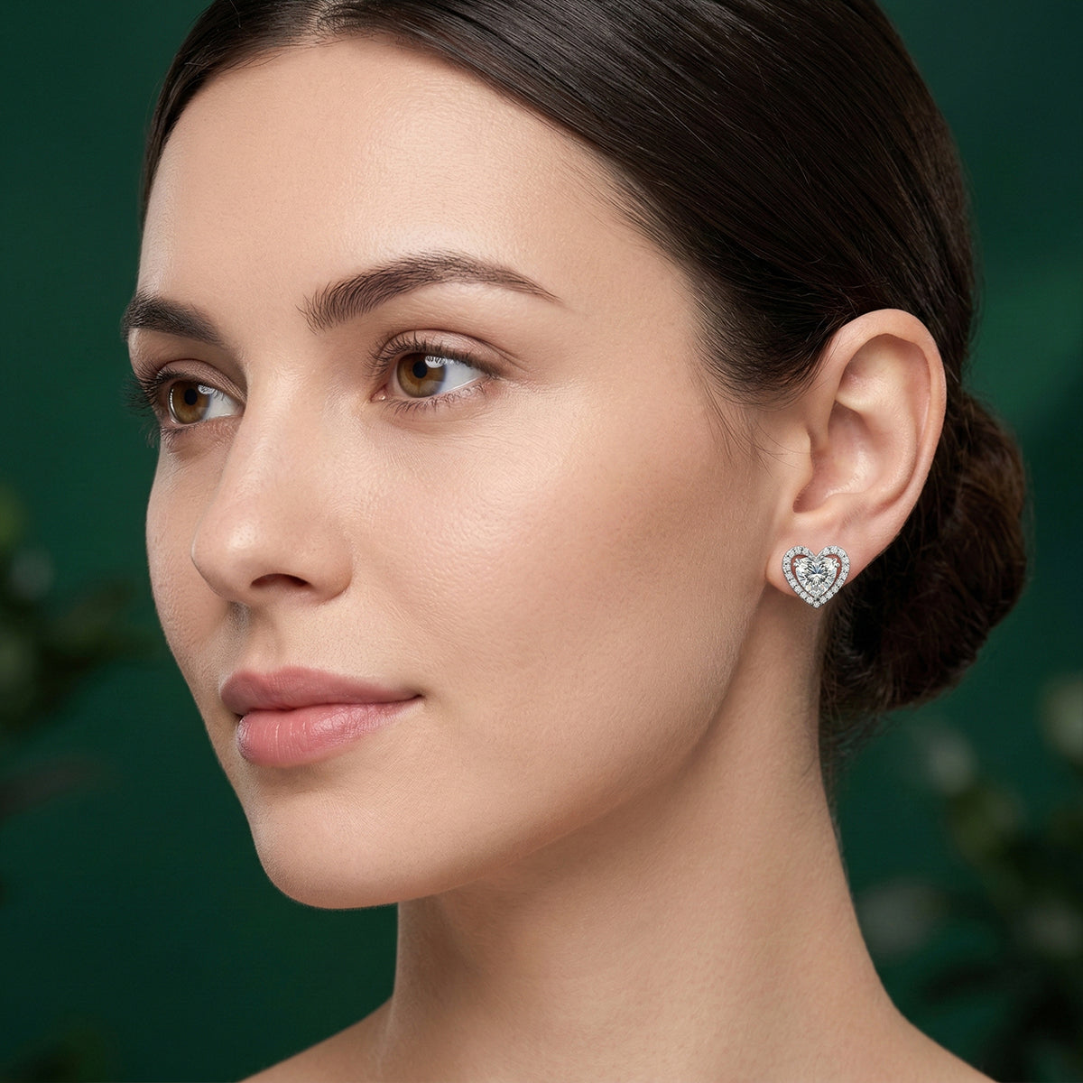 461LV Eternal Hearts Moissanite Stud Earrings