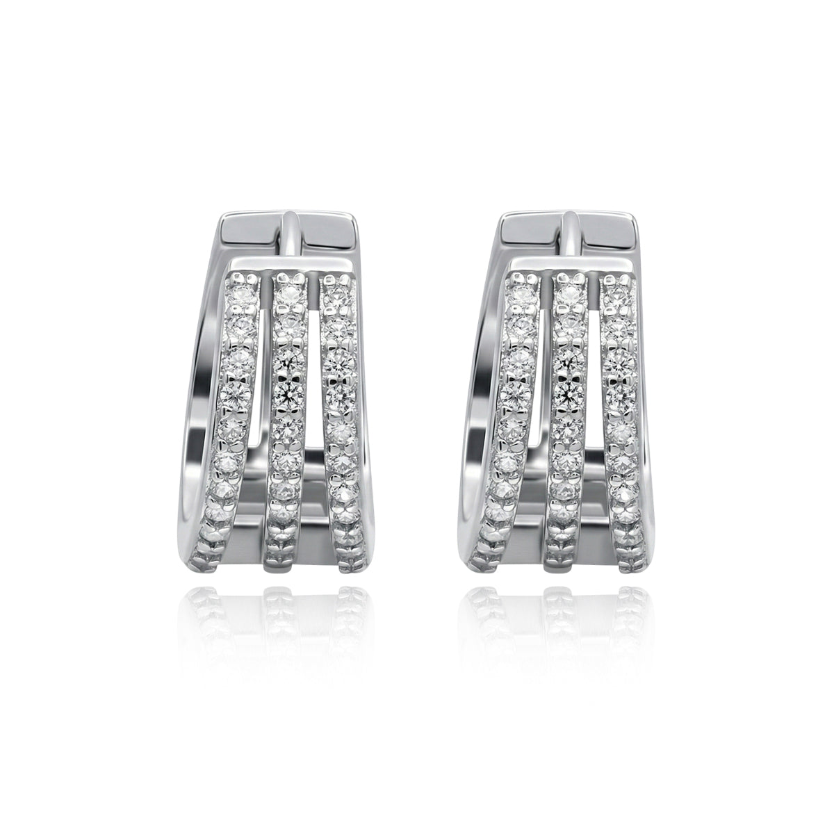 462LV Triple Pave Moissanite Hoop Earrings