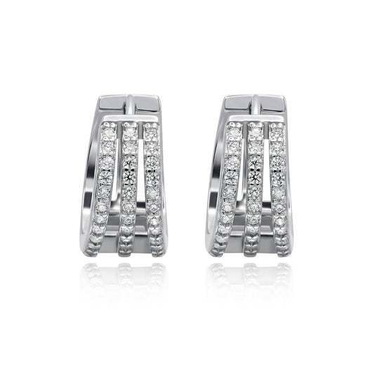 462LV Triple Pave Moissanite Hoop Earrings