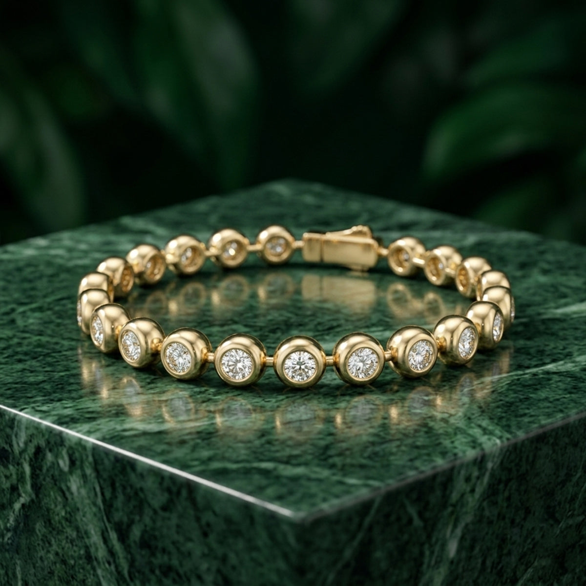 463LV Bezel Set Moissanite Gold Tennis Bracelet