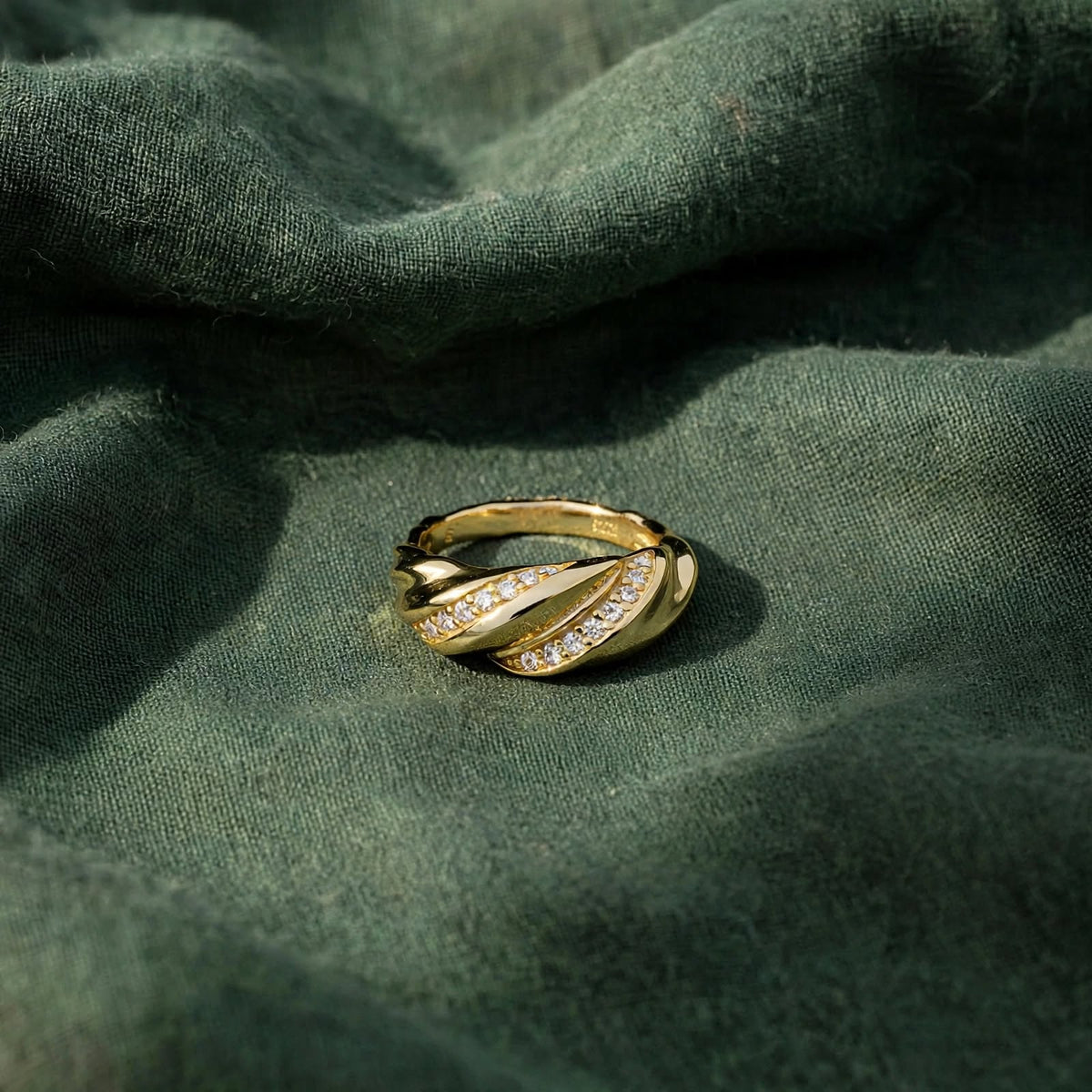 Twisted Bypass Micro-Pavé Moissanite Ring 466LV