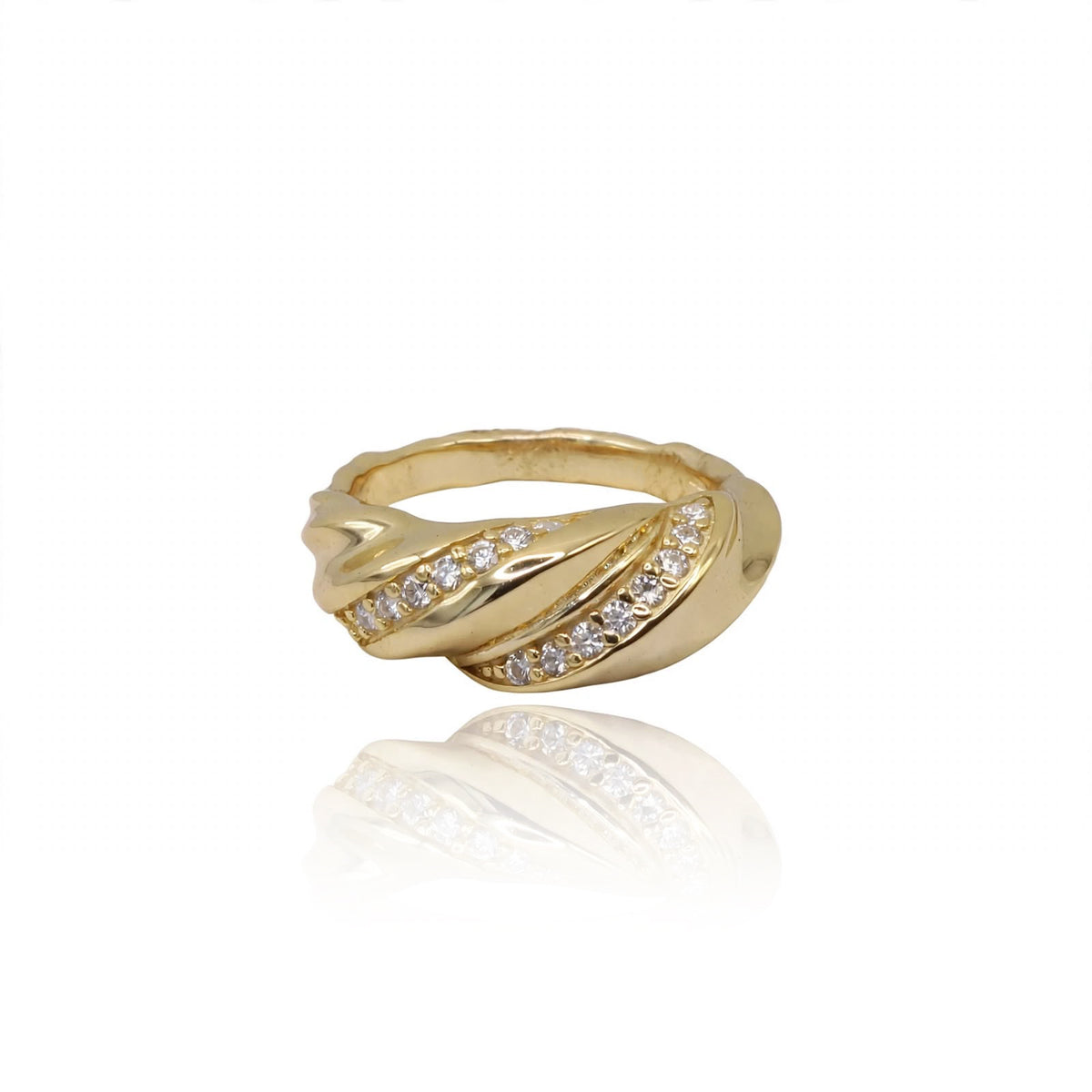 Twisted Bypass Micro-Pavé Moissanite Ring 466LV