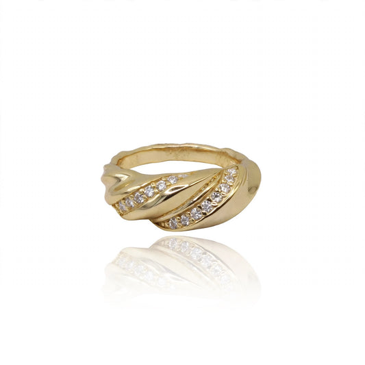 Twisted Bypass Micro-Pavé Moissanite Ring 466LV