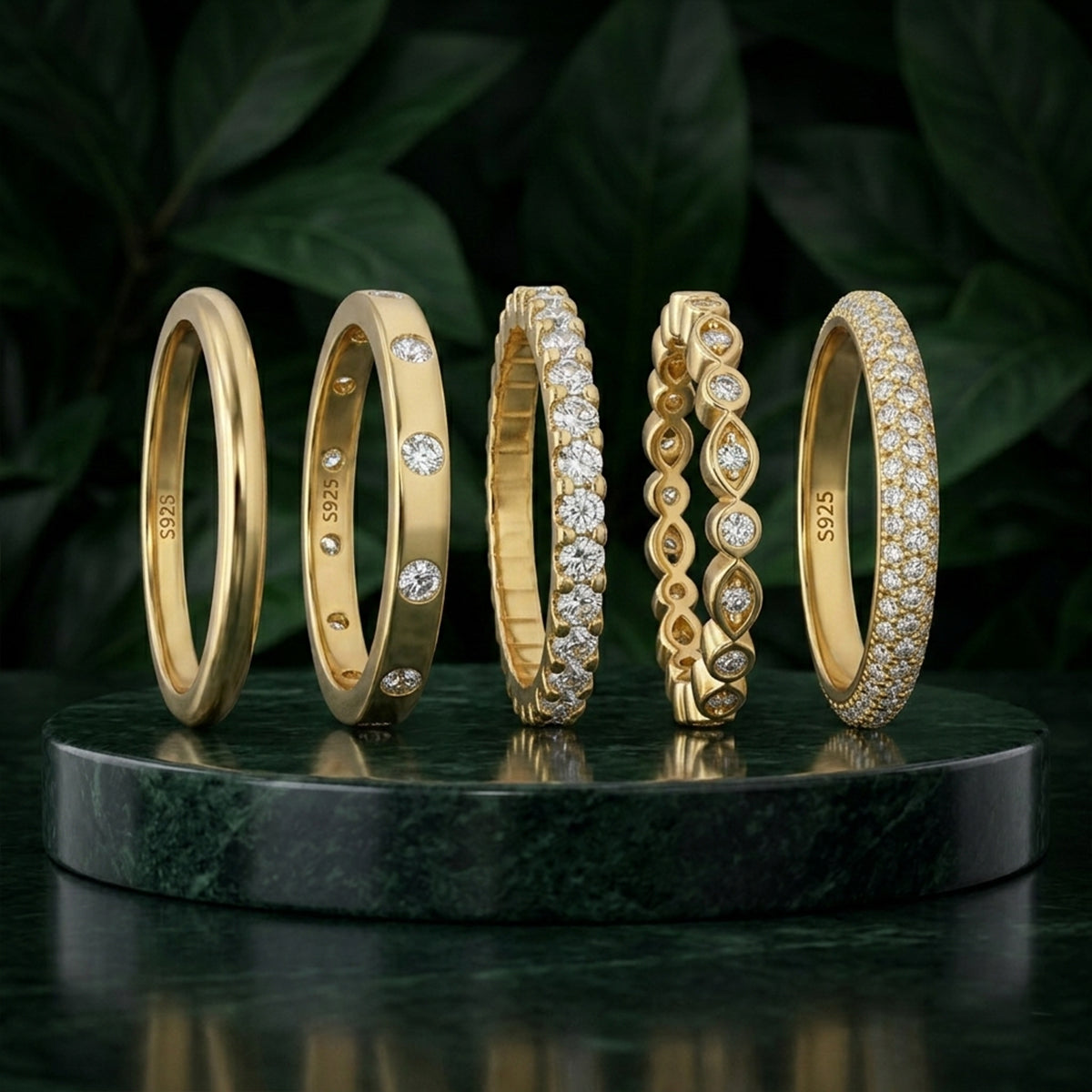 467LV5N1 Stackable 5 in 1 Moissanite Gold Ring