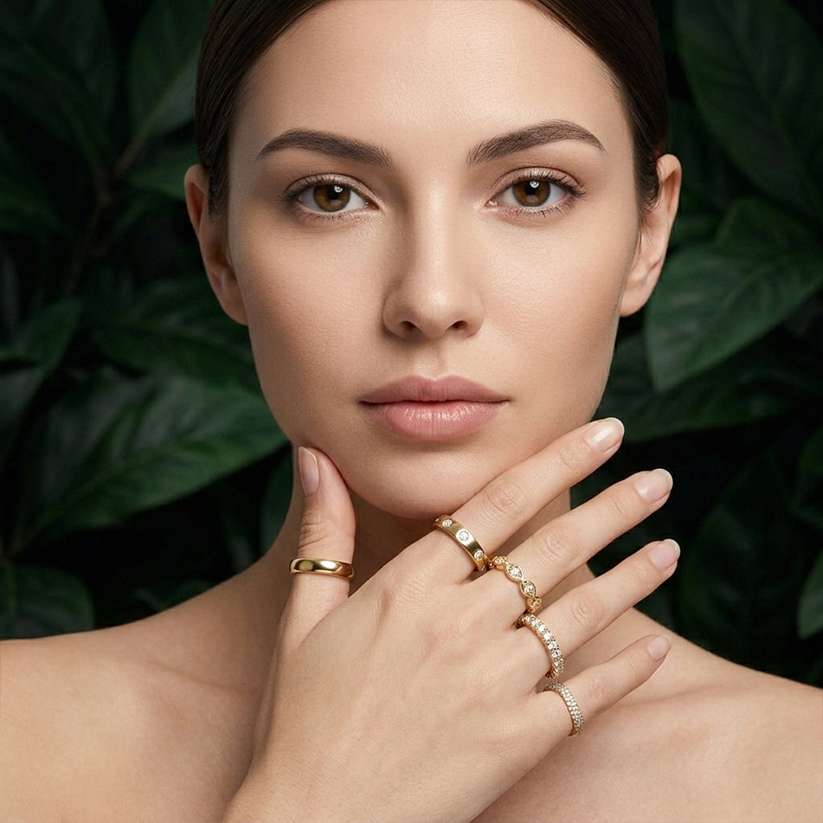 467LV5N1 Stackable 5 in 1 Moissanite Gold Ring