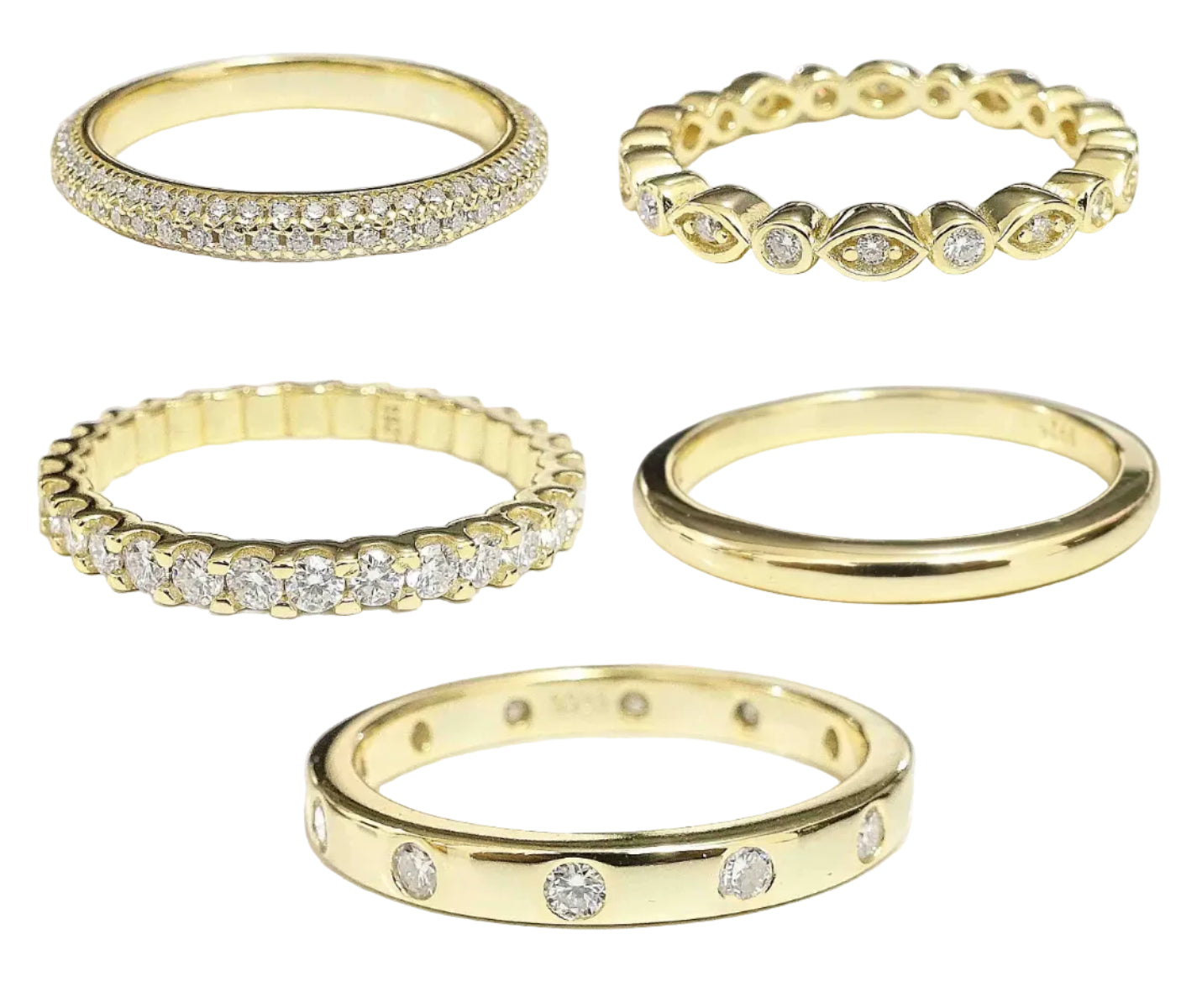 467LV5N1 Stackable 5 in 1 Moissanite Gold Ring