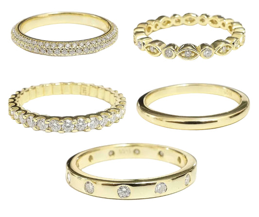 467LV5N1 Stackable 5 in 1 Moissanite Gold Ring