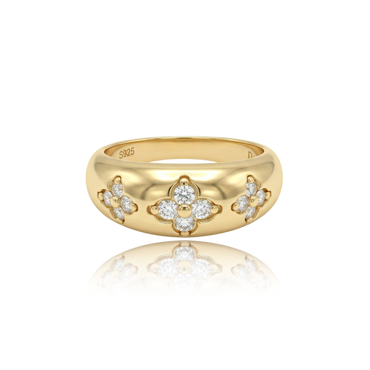468LV Floral Pattern Moissanite Gold Ring