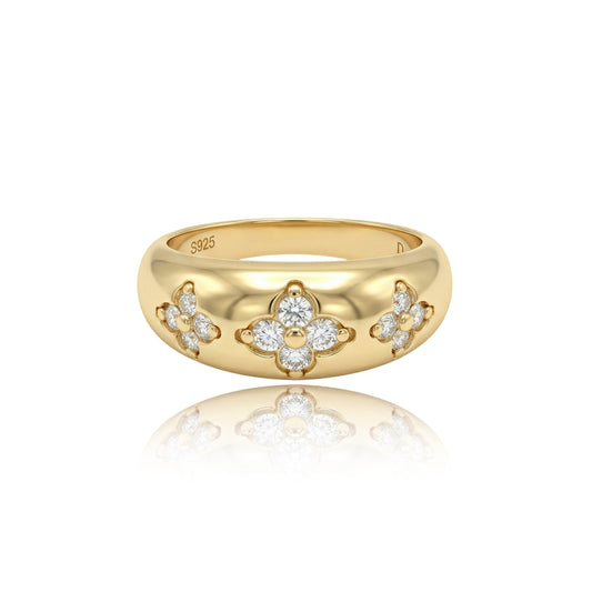 468LV Floral Pattern Moissanite Gold Ring