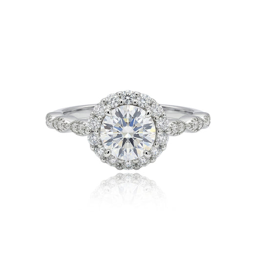 469LV Vintage Halo Round Cut Moissanite Engagement Ring