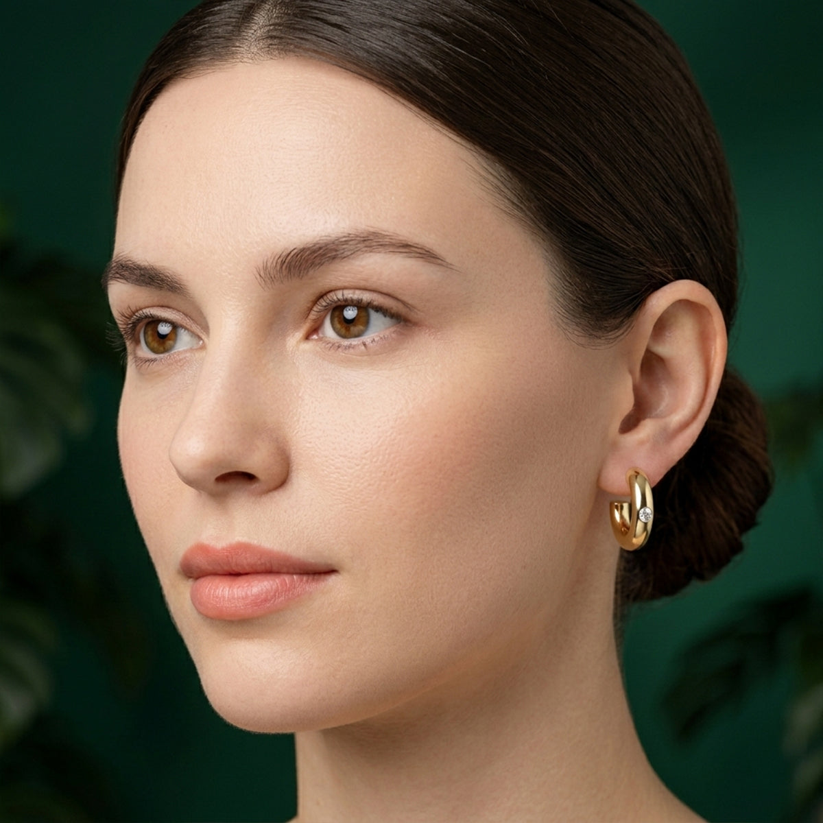 470LV Chunky Solitaire Moissanite Hoop Stud Earrings