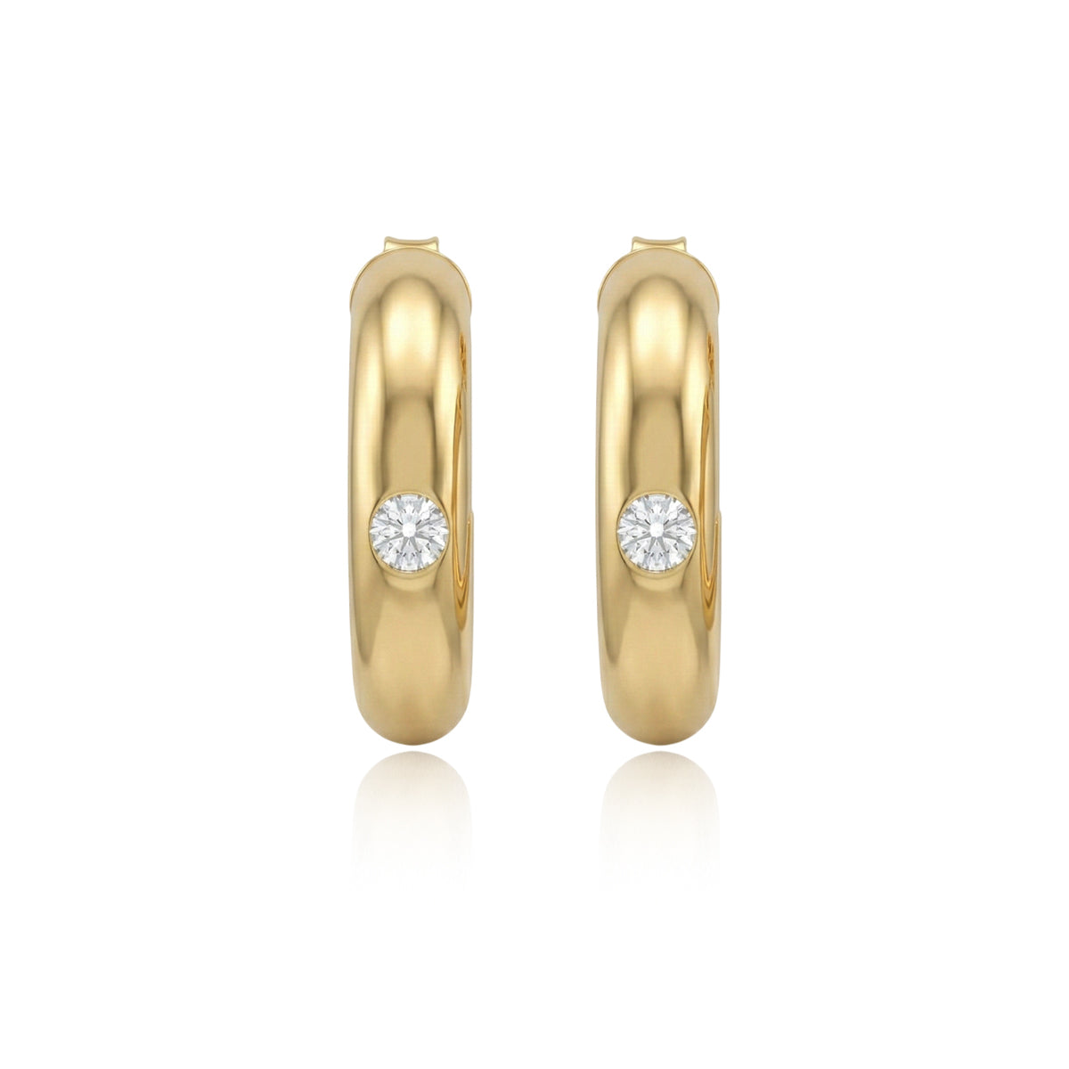 470LV Chunky Solitaire Moissanite Hoop Stud Earrings