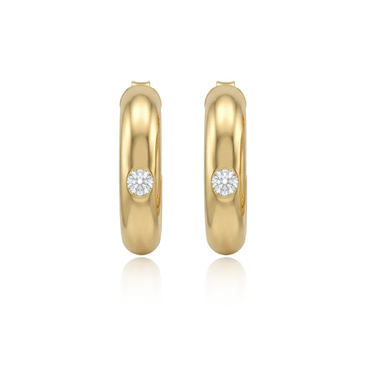470LV Chunky Solitaire Moissanite Hoop Stud Earrings
