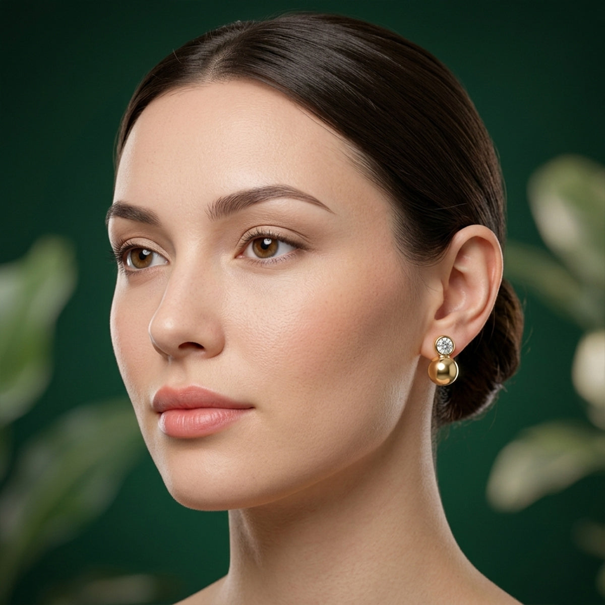471LV Orb Moissanite Gold Stud Earrings
