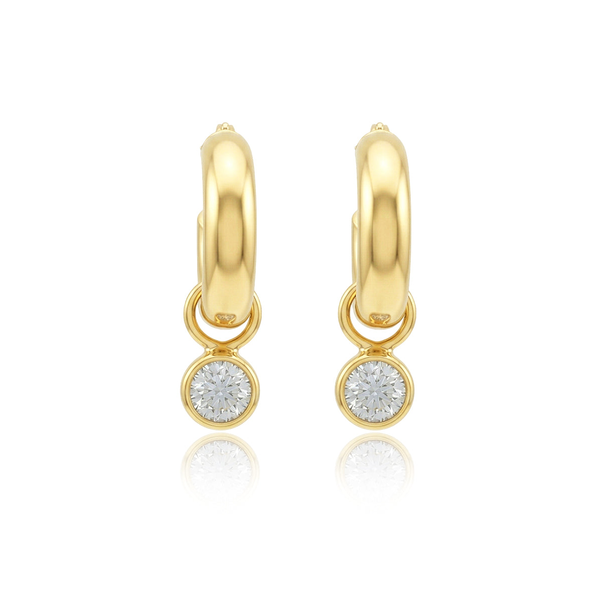 472LV Poppy Drop Moissanite Gold Hoop Earrings
