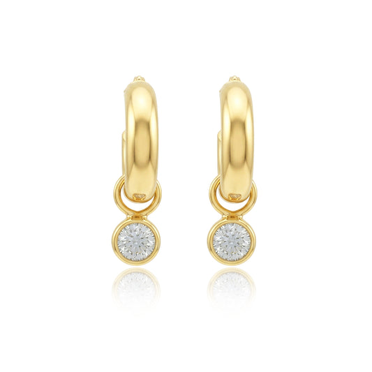 472LV Poppy Drop Moissanite Gold Hoop Earrings