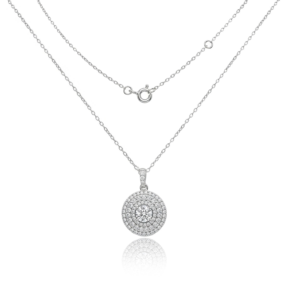474LV Cluster Halo Moissanite Pendant Necklace
