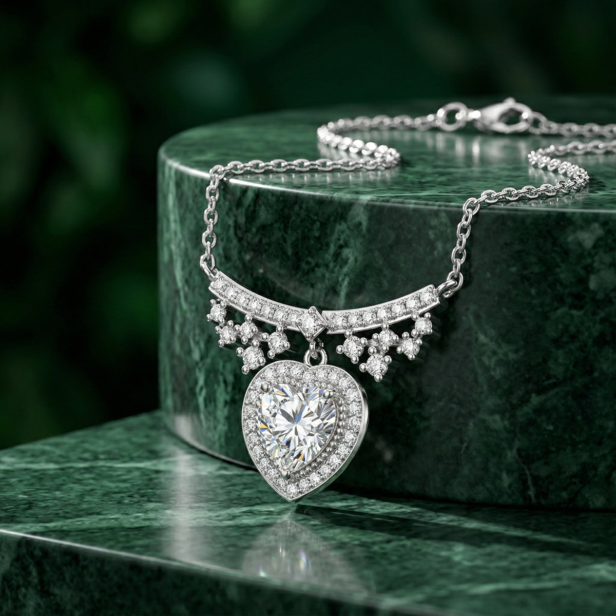 475LV Dazzling Heart Drop Moissanite Pendant Necklace