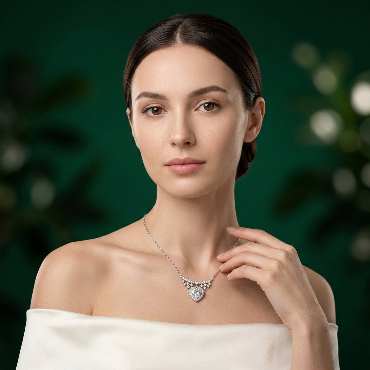 475LV Dazzling Heart Drop Moissanite Pendant Necklace