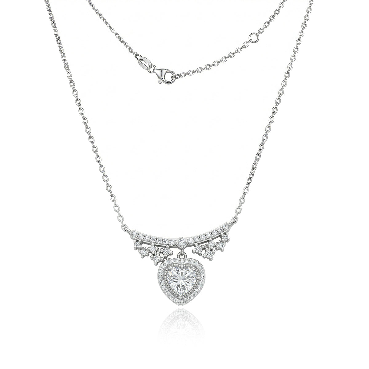 475LV Dazzling Heart Drop Moissanite Pendant Necklace