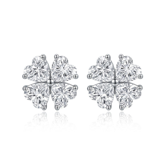 477LV Flower Heart Moissanite Stud Earrings