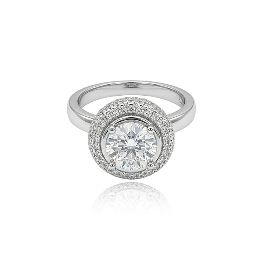 478LV Celestial Orb Round Cut Moissanite Engagement Ring