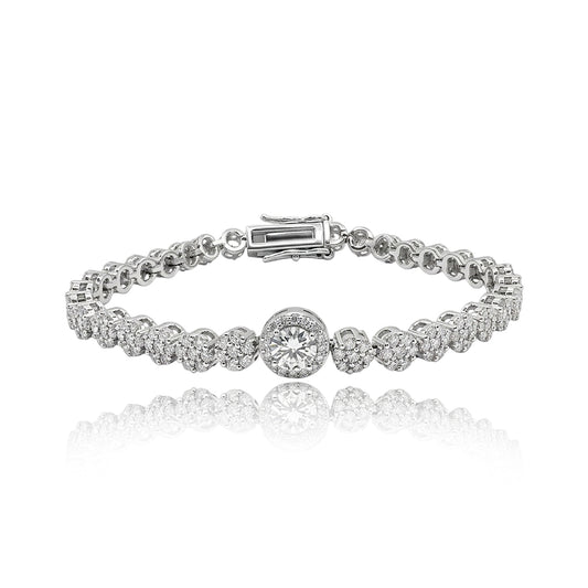 481LV Round Cut Halo Tennis Bracelet